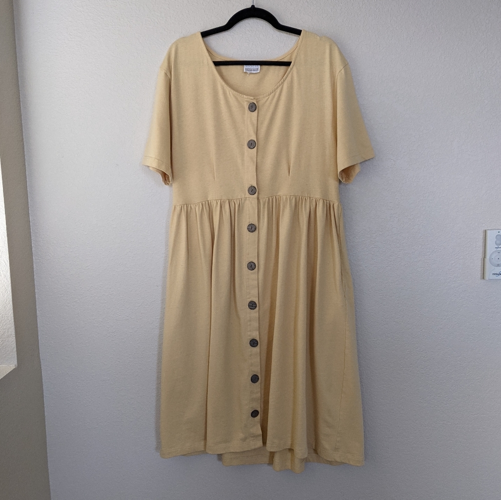 Moda International XL Vintage yellow cotton sun dress with pockets